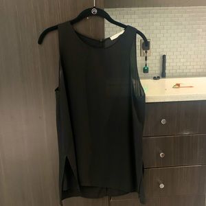 Semi-sheer long black sleeveless tank by LUSH
